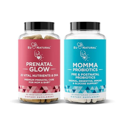 Natural Prenatal Bundle – Glow Prenatal Multivitamin – Momma Probiotics for Mom & Baby Eu Natural