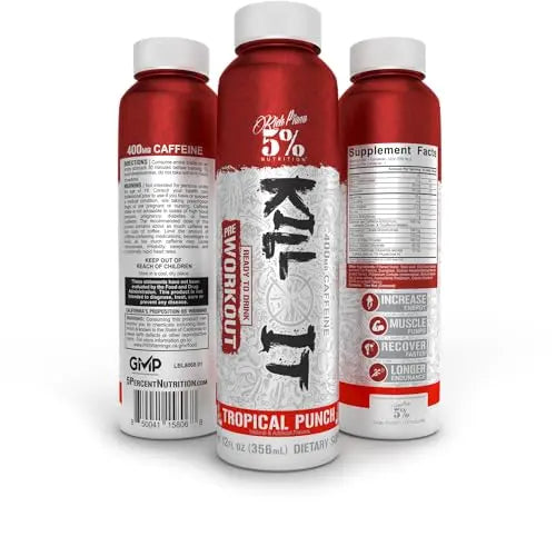 5% Nutrition Kill It Ready-to-Drink High Stim Pre Workout | 400mg Caffeine Energy Drink 5% Nutrition