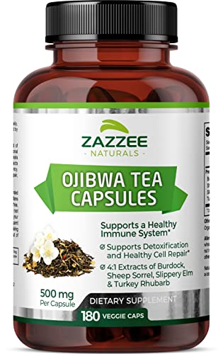 Zazzee Extra Strength Ojibwa Tea 500 mg, 180 Vegan Capsules, Rene Caisse's Original Zazzee