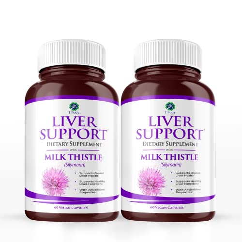 1 Body Liver Support: Twin Pack - 60 Capsules Each - Milk Thistle 1 Body
