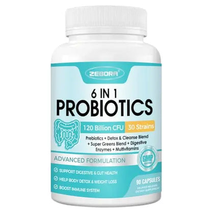 ZEBORA Probiotics for Women-Men Digestive Health with 120 Billion CFUs, Mens-Womens ZEBORA