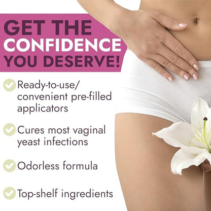 Yeast Infection Treatment for Women | 7 Pre-Filled Applicators w/ Borax | Antifungal Ointment Terramed Just Think Comfort