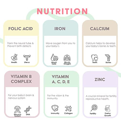 Liquid Prenatal Vitamins with Iron - Natural Folate, Calcium Supplement, Vitamin D, E, B6, Biotin GreenPeach