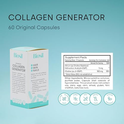 Biosil Collagen Generator - 60 Capsules - with Patented ch-OSA Complex - Generates & Protects Your Own Collagen BioSilBuy Supplements Australia