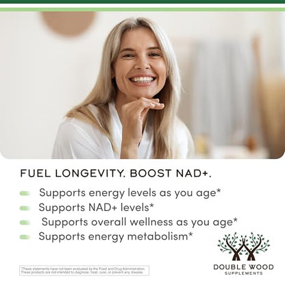 Double Wood Supplements NMN (Nicotinamide Mononucleotide) 250mg, 60 Capsules - 30 Servings, Gluten Free Double Wood SupplementsBuy Supplements Australia