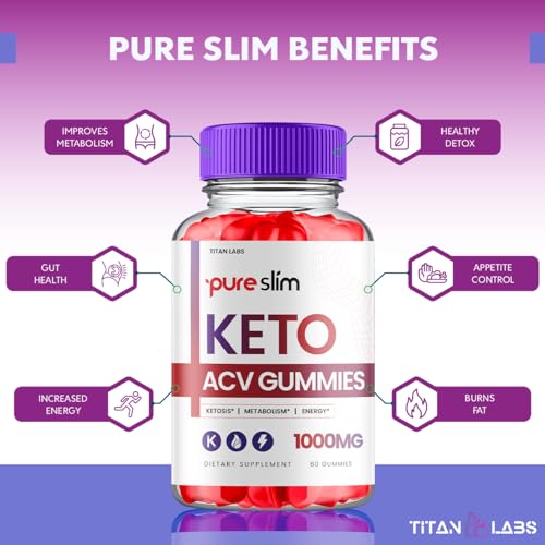 (3 Pack) Pure Slim Keto ACV Gummies, Pure Slim Keto ACV Advanced Weight Loss 1000 MG Titan Labs