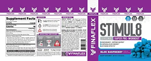FINAFLEX STIMUL8 Original Super Pre-Workout, Blue Raspberry - Energy, Strength FINAFLEX