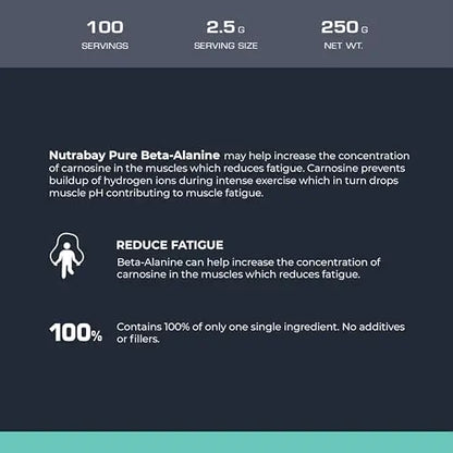 Nutrabay Pure 100% Beta Alanine Powder, Pre Workout supplement for Men & Women Nutrabay