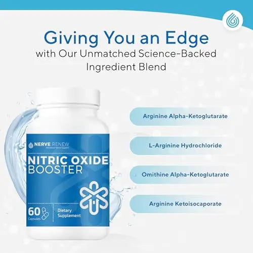 NERVE RENEW Nitric Oxide Booster - Nitric Oxide Supplement with L Arginine Hydrochloride NERVE RENEW