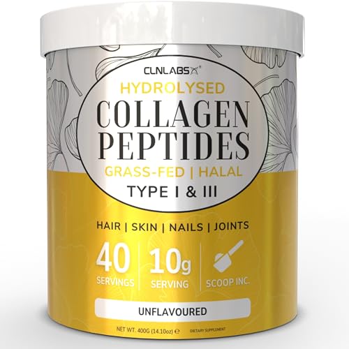 100% Pure Hydrolysed Collagen Peptides Powder - 400g Tub | Halal & Grass-Fed Bovine Collagen CLN Labs