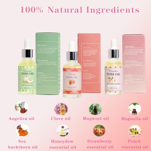 Yoni Oil for Women Set Of 3, 100% Natural Feminine Oil Intimate Deodorant for Women, Eliminates Odor Wovarkie