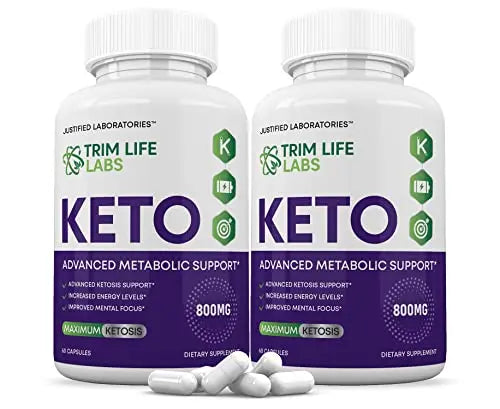 (2 Pack) Trim Life Labs Keto Pills Includes Apple Cider Vinegar Patented goBHB Justified Laboratories