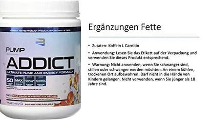 BELIEVE Pump Addict Ultimate Pre-Workout and Energy Formula Sour Peach, 550 g Believe