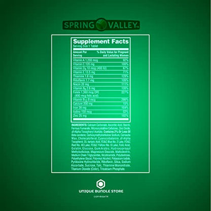 Spring Valley, Prenatal Multivitamin, Multimineral Tablets Dietary Supplement, Prenatals Unique Bundle Store