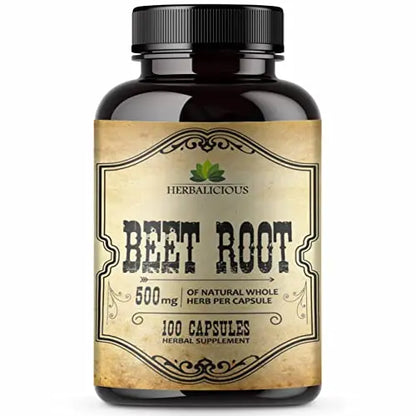 HERBALICIOUS Beet Root Capsules - Herbal Supplement for Athletic Performance HERBALICIOUS