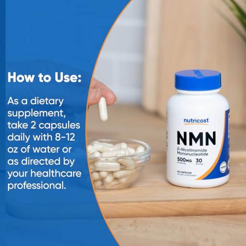 Nutricost NMN (Nicotinamide Mononucleotide) 500mg, 60 Capsules - Vegetarian Friendly, 30 Servings, Gluten Free, GMO Free NutricostBuy Supplements Australia