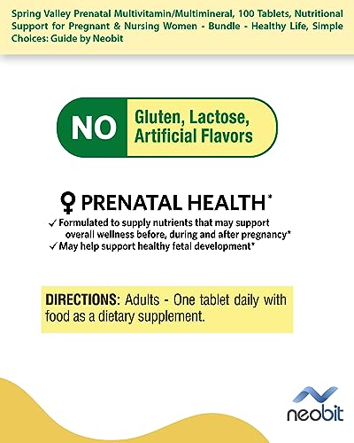 Spring Valley Prenatal Multivitamin/Multimineral, 100 Tablets, Nutritional Support Neobit