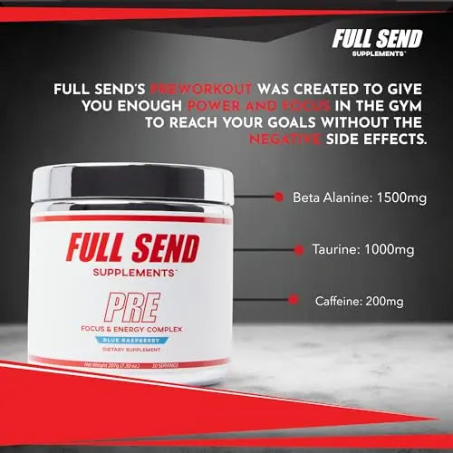 FULL SEND Pre Workout Powder with Beta Alanine, Preworkout Energy Supplement FULL SEND