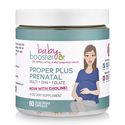 Baby Booster Proper Plus Prenatal Vitamins with Vegan DHA + Methyl Folate + Choline + Multi Baby Booster