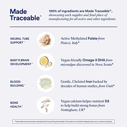 Ritual Prenatal Vitamins: Folate & Choline for Neural Tube Support, Omega-3 DHA Ritual