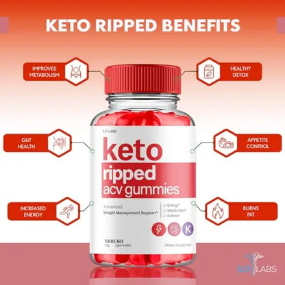 (2 Pack) Keto Ripped ACV Gummies Advanced Weight Loss, Keto Ripped Keto + ACV Gumm S.O Labs
