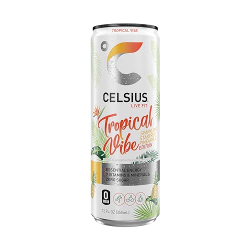 CELSIUS Sparkling Tropical Vibe, Functional Essential Energy Drink 12 Fl Oz (Pack of 12) CELSIUSBuy Supplements Australia