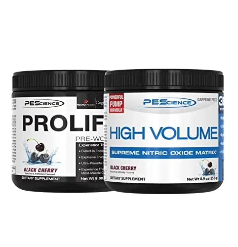 PEScience High Volume + Prolific Pre-Workout Stack, Powerful Nitric Oxide & Energy PEScience