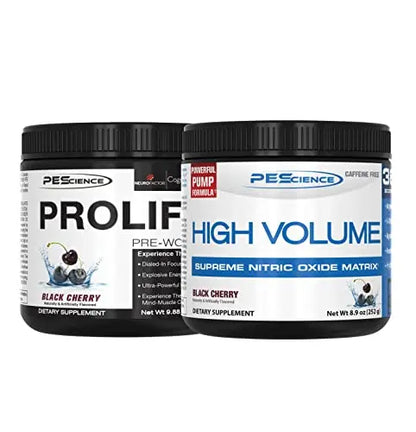 PEScience High Volume + Prolific Pre-Workout Stack, Powerful Nitric Oxide & Energy PEScience