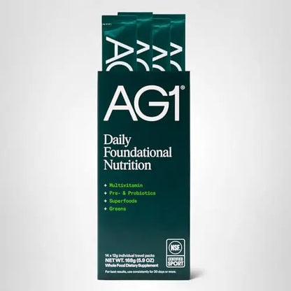 AG1 Athletic Greens Powder Supplement, Improve Gut Health, Multivitamin, Probiotic, Gluten Free, Vegan and Keto Friendly, 75 Vitamins (Travel Packs, 14 Count) - Classic Formula AG1 buy supplements Au