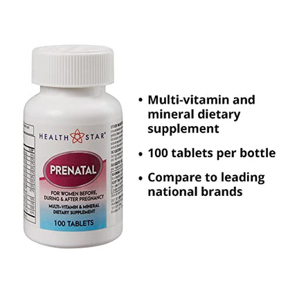 Prenatal Multivitamin by HealthStar for Healthy Mom and Baby - Folate + Vitamin C + Vitamin D + Iron Barcel
