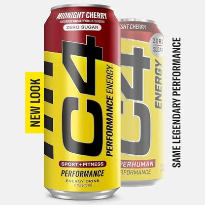 C4 Energy Carbonated Zero Sugar Energy Drink, Pre Workout Drink + Beta Alanine, Midnight Cellucor