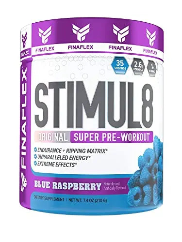 FINAFLEX STIMUL8 Original Super Pre-Workout, Blue Raspberry - Energy, Strength FINAFLEX