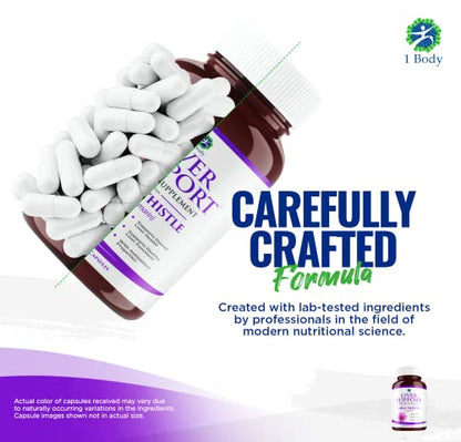 1 Body Liver Support: Twin Pack - 60 Capsules Each - Milk Thistle 1 Body