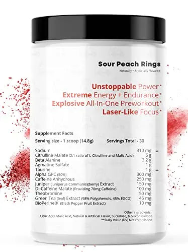 F'ing Workout - Explosive Pre-Workout Supplement (Sour Peach Rings) F'ing