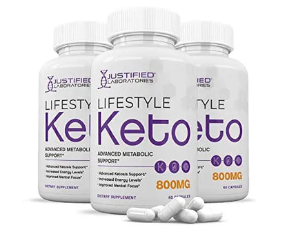 (3 Pack) Lifestyle Keto Pills 800MG Includes Patented goBHB Exogenous Ketones Advanced Justified Laboratories