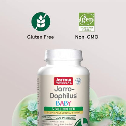 Jarrow Formulas Baby’s Jarro-Dophilus + GOS Supplement - 3 Billion CFU Per Serving - Multi-Strain Jarrow Formulas