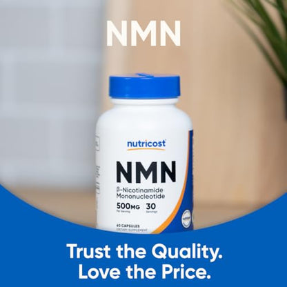 Nutricost NMN (Nicotinamide Mononucleotide) 500mg, 60 Capsules - Vegetarian Friendly, 30 Servings, Gluten Free, GMO Free NutricostBuy Supplements Australia