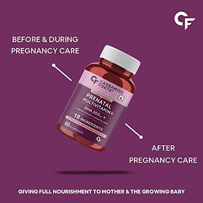 Roti Prenatal Multivitamin for Pregnancy with 300mg DHA & 18 Ingredients - 60 Capsules Roti