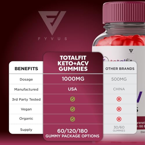 (2 Pack) Total Fit Keto ACV Gummies Advanced Weight Loss, Total Keto ACV Apple Cider Fyvus