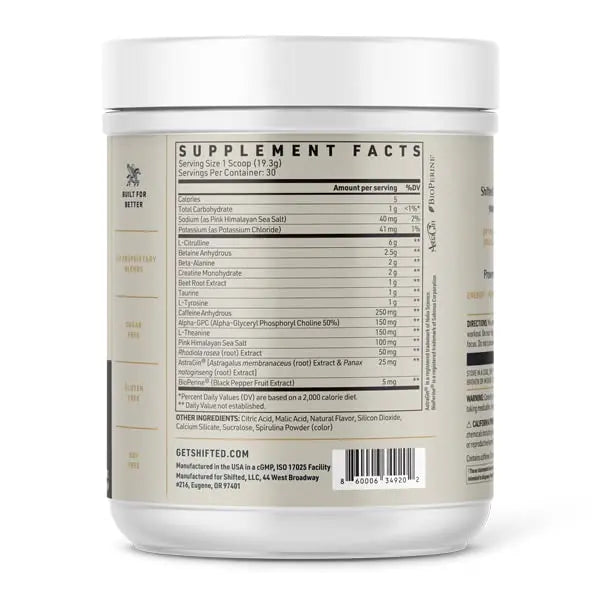 SHIFTED Premium Pre Workout Powder, Energy & Focus Supplement with Creatine Monohydrate SHIFTED