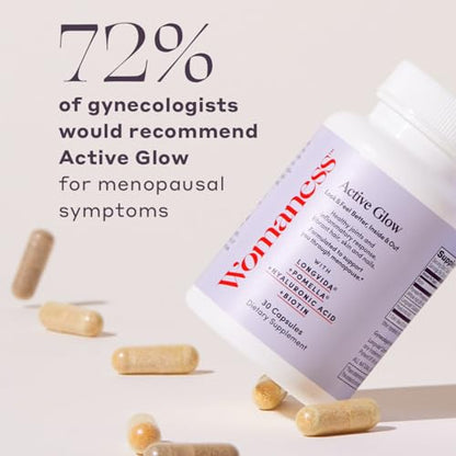 Womaness Active Glow Hair Skin and Nails Vitamins - Biotin, Longvida Curcumin & Hyaluronic Acid Womaness
