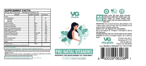 VitaGlobe Prenatal Vitamin Gummy - Womens Multivitamin for Healthy Growth and Brain Development VITA GLOBE