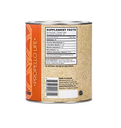 Propello Life Pre-Workout Drink Mix, West Coast Citrus, 450g Propello Life