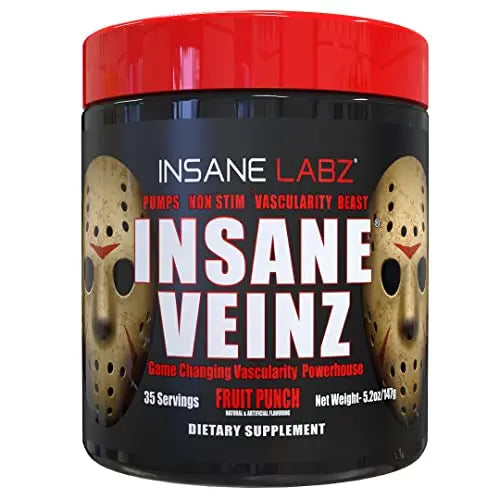Insane Labz Insane Veinz Non Stimulant NO Enhancing Powder, Nitric Oxide Booster Insane Labz