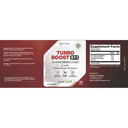 Phytage Labs Turbo Boost 911 Nitric Oxide Booster, Circulation, Energy Boost, Mental Focus Phytage Labs
