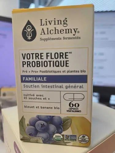 Your Flora Probiotic Family – Non-GMO Probiotics with Fermented Soybean, Banana, & Blueberry for Digestion & Gut Support – Prebiotics, Postbiotics, Digestive Enzymes – Living Alchemy, 60 Capsules Living Alchemy buy supplements Au