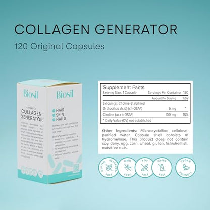 Biosil Collagen Generator - 120 Capsules - with Patented ch-OSA Complex - Generates & Protects BioSilBuy Supplements Australia