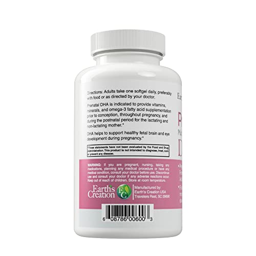 Earth's Creation Prenatal Multi Vitamin with DHA Dietary Supplement, 60 Softgels Earth's Creation