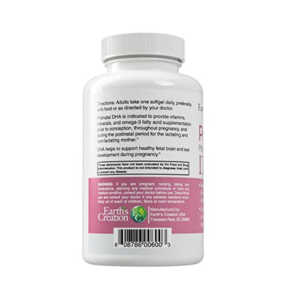 Earth's Creation Prenatal Multi Vitamin with DHA Dietary Supplement, 60 Softgels Earth's Creation