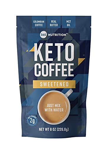 360 Nutrition Instant Keto Coffee with MCT Oil, Coconut Oil, Sweetened, Gluten Free 360 Nutrition